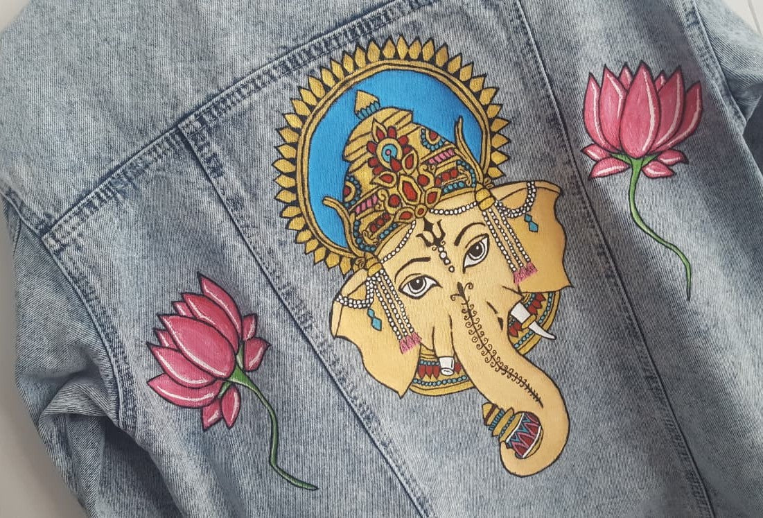 The Elephant God - One of a Kind Painted Jacket